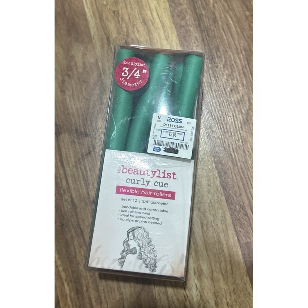 The Beauty List Curly Cue Flexible Hair Rollers Set of 11 Sz  3/4" Green